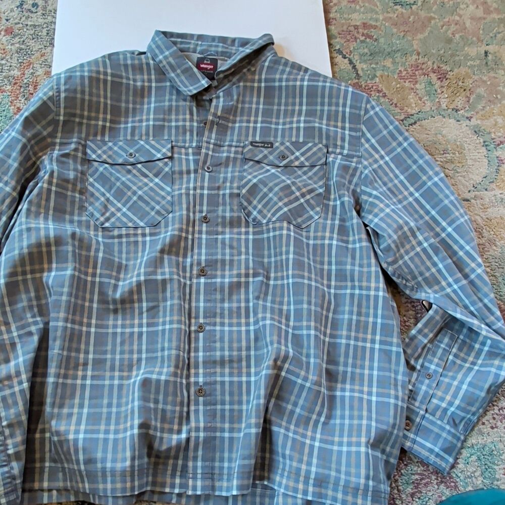 NWT Wrangler Outdoor Shirt 3XL Long Sleeve Plaid Performance Utility Hiking